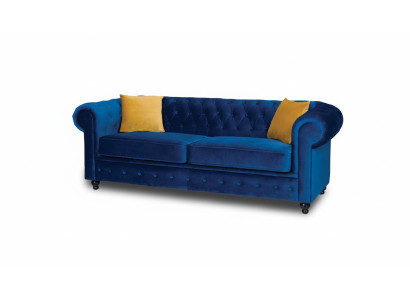 Sofy Podkładka Sofy 3 Siedziba Chesterfield Włókienniczy Sofa Blue Classic Designer Nowość