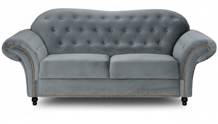 Dwuosobowa Sofa Chesterfield Szary Podkładka Meble Materiał Kanapy Sofy Włókiennicze