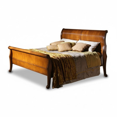 Łóżko Brązowe Sypialnia Meble Drewniane Włókienniczy Design Łóżka Hotelowe Styl Art Deco Nowe