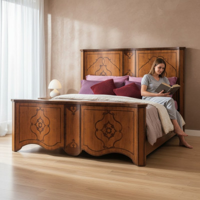 Łóżko Braun Sypialnia Meble Drewno Design 160x200cm Podkładka Łóżka Hotelowe Włókienniczy