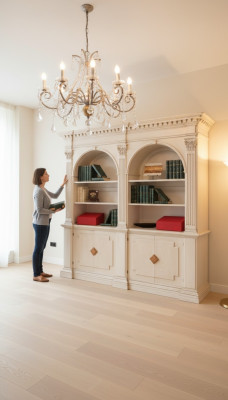 Salon Półka Biblioteka Półka Książki Szafki Kredens Solidne drewno