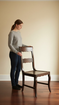 Designerskie Drewno Krzesło w jadalni Luxury Meble Brown Kolor Nowość