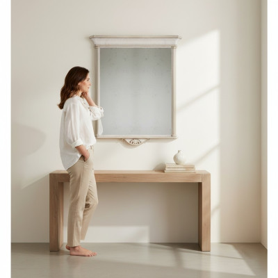 Klasyczne Lustro Rama Beige połysk ścienne Meble w stylu włoskim