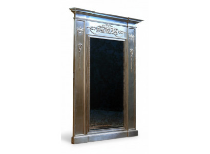 Lustro Silver Baroque xxl Duży połysk ścienny Drewno 132x14x220cm Rama