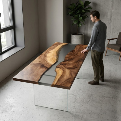 Projekt Tabela Modern Sea River Meble stoły Stół obiadowy stoły Żywica epoksydowa Ocean