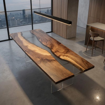 Projekt Tabela Modern Sea River Meble stoły Stół obiadowy stoły Żywica epoksydowa Ocean