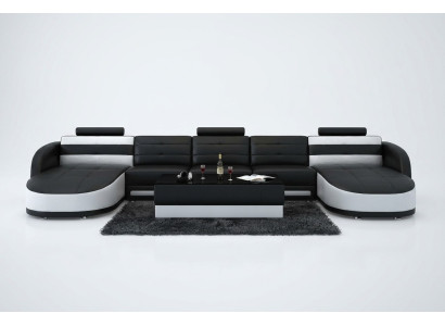 Design Skóra Żywy krajobraz Narożnik Sofa Nowoczesna Ustaw Sofa Narożnik USB Nowy Czarny