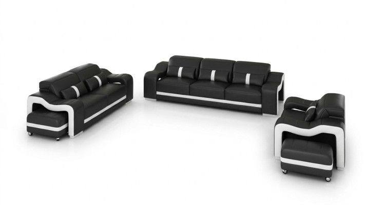 Design Zestaw sofowy Kanapa Podkładka Sofy Skóra Modern 3+1 miejsce do siedzenia Kompletny Zestaw Nowy