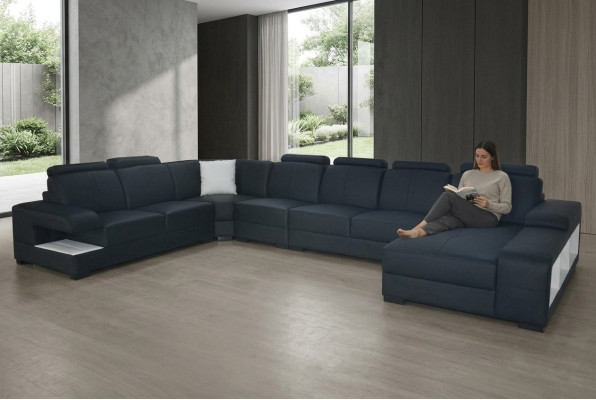 Narożnikowa kanapa Design Zestaw narożny Narożnik Sofa Sofa Podkładka Żywy krajobraz LED USB