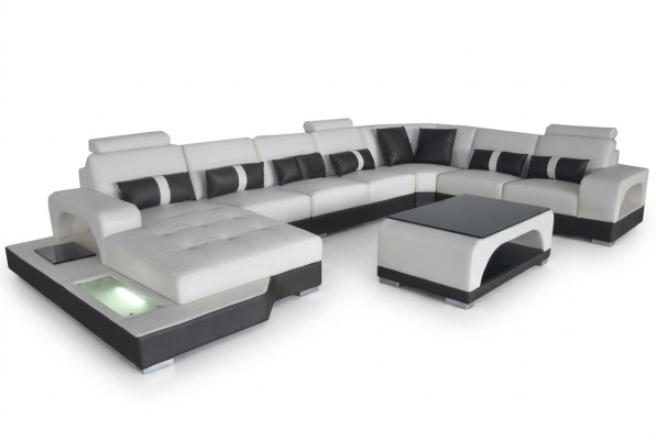 Narożnik kanapa Zestaw narożny Design Narożnik Sofa Sofa Podkładka Żywy krajobraz LED USB