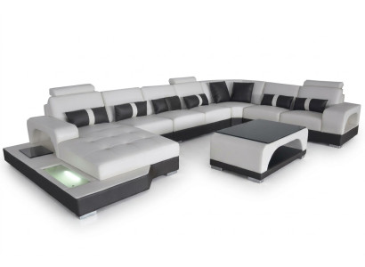 Narożnik kanapa Zestaw narożny Design Narożnik Sofa Sofa Podkładka Żywy krajobraz LED USB