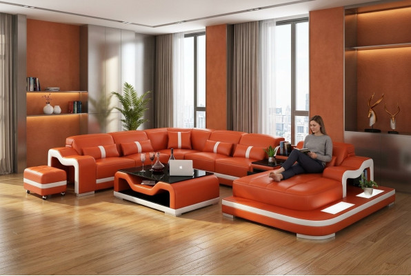 XXL Żywy krajobraz Narożnikowa kanapa Podkładka Zestaw narożny Narożnik Sofa Podkładka Siedziba Narożnik