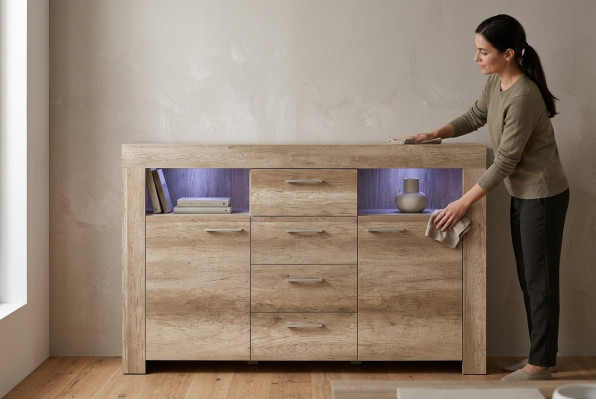 Kredens SK155 Komody Szafa 2 drzwi MDF Drewno Szafa 4 szuflady