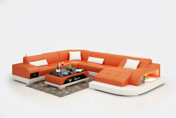 Sofa skórzana kanapa Żywy krajobraz Narożnikowa kanapa Narożnik Ustaw Design Nowoczesna Sofa USB Nowość