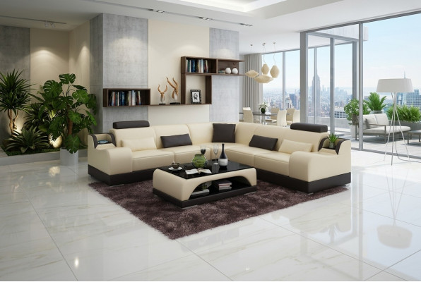 Narożnikowa kanapa L-shape Żywy krajobraz Designerska Sofa Kanapa Podkładka Siedziba Ustawić Skóra