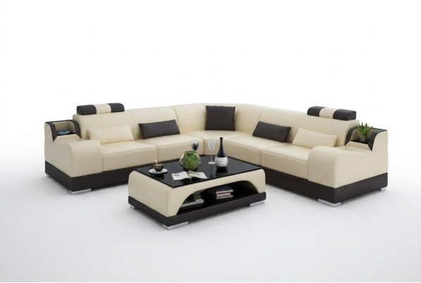 Narożnikowa kanapa L-shape Żywy krajobraz Designerska Sofa Kanapa Podkładka Siedziba Ustawić Skóra