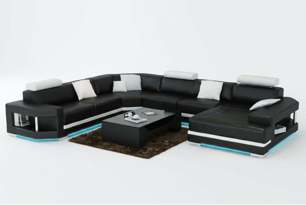 Skórzana sofa sofa kanapa Żywy krajobraz Narożnikowa kanapa Ustawić Design Modern Sofa z USB