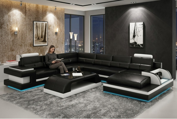 Nowoczesna Narożnik kanapa Podkładka Zestaw narożny Żywy krajobraz Sofa Narożnik Ustawić + USB