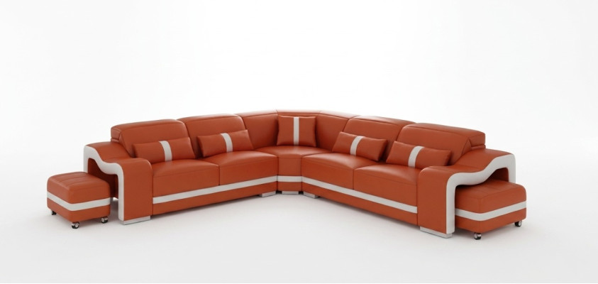 Desing Narożnikowa kanapa Sofa Kanapa Skóra Narożnik L Form Żywy krajobraz Podkładka Zestaw narożny
