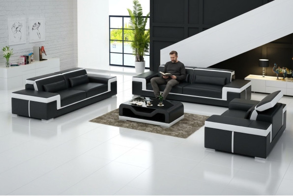 Zestaw sofowy 3+3 miejsce do siedzenia Skóra Sofa Kanapa Podkładka Ustawić Zestaw sofowy