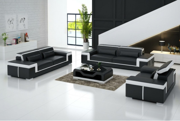 Zestaw sofowy 3+3 miejsce do siedzenia Skóra Sofa Kanapa Podkładka Ustawić Zestaw sofowy