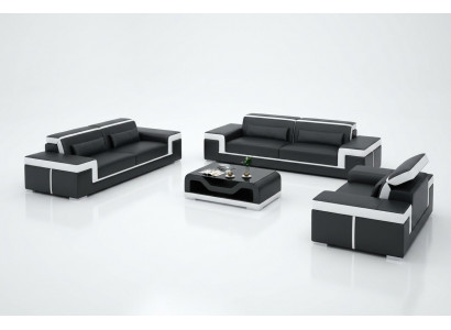 Zestaw sofowy 3+3 miejsce do siedzenia Skóra Sofa Kanapa Podkładka Ustawić Zestaw sofowy