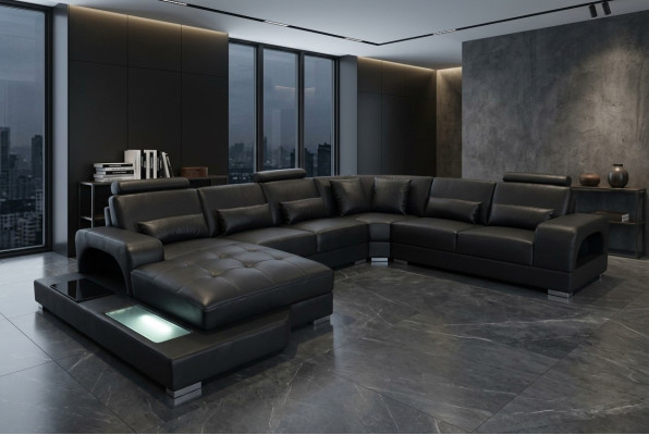 Design Skóra Podkładka Siedziba Narożnik Pokój Sofa Narożnik Sofy z USB Designer Living LED