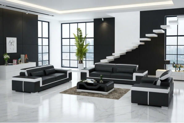 Zestaw sofowy 3+2 miejsce do siedzenia Skóra Sofa Kanapa Podkładka Ustawić Zestaw sofowy G8020D