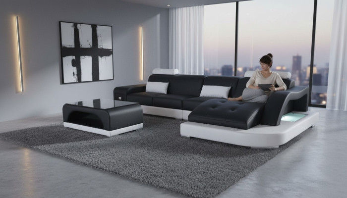 Narożnik Sofa Podkładka Tabela Kanapy Sofy Żywy krajobraz + USB Luxury Ustawić Narożnik