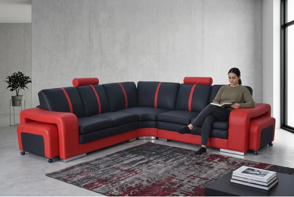 Nowoczesna Narożnikowa kanapa Podkładka Zestaw narożny Sofa Narożnik Ustawić + USB Żywy krajobraz