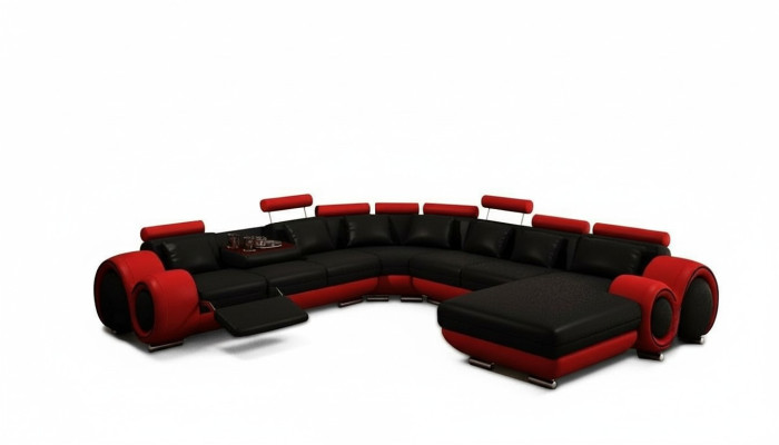 Skórzana sofa kanapa Żywy krajobraz Narożnik kanapa Narożnik Ustaw Design Nowoczesna Sofa z USB