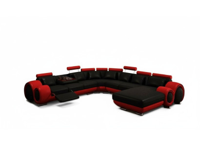 Skórzana sofa kanapa Żywy krajobraz Narożnik kanapa Narożnik Ustaw Design Nowoczesna Sofa z USB
