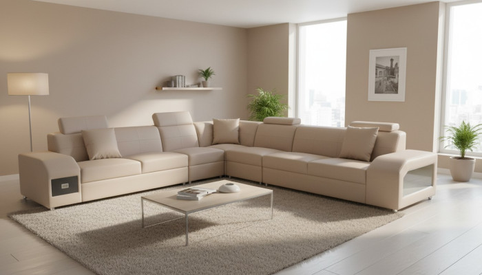 Narożnikowa kanapa Ustaw Design Sofa Nowoczesna + Sofa Skórzana USB Sofa Żywy krajobraz Couch