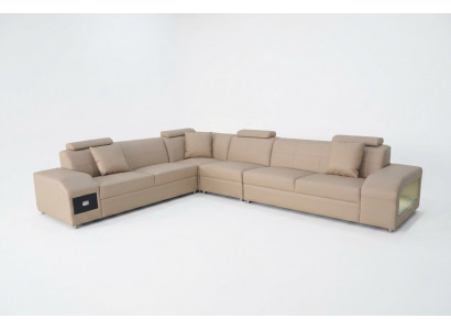 Narożnikowa kanapa Ustaw Design Sofa Nowoczesna + Sofa Skórzana USB Sofa Żywy krajobraz Couch