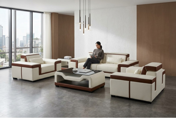Kompletny Ustawić 3+2+1 + Kanapa Tabela Sofa Skóra Siedziba Grupa Zestaw sofowy + USB