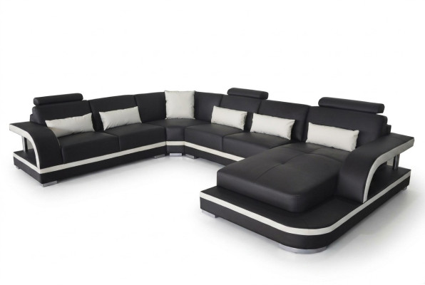 Nowoczesny zestaw wypoczynkowy Narożnik Skóra Couch Podkładka Żywy krajobraz USB