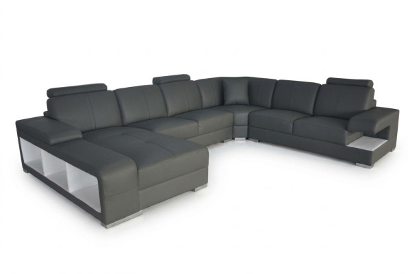 Pokój dzienny Sofa Kanapa Skóra Podkładka Narożnik Siedziba Ustawić U Shape Żywy krajobraz +USB