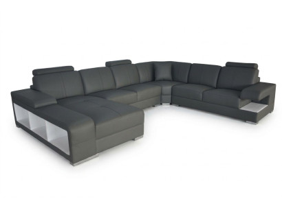 Pokój dzienny Sofa Kanapa Skóra Podkładka Narożnik Siedziba Ustawić U Shape Żywy krajobraz +USB