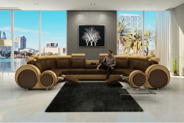 Materiał Włókienniczy Sofa Tekstylna Sofa z USB Narożnikowa kanapa Kanapa Żywy krajobraz XXL Relaks Nowość