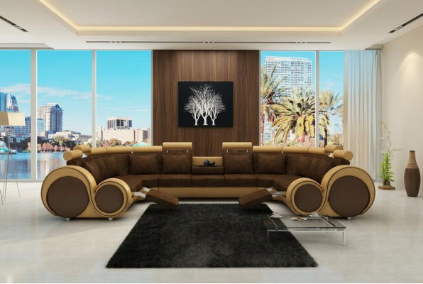 Materiał Włókienniczy Sofa Tekstylna Sofa z USB Narożnikowa kanapa Kanapa Żywy krajobraz XXL Relaks Nowość