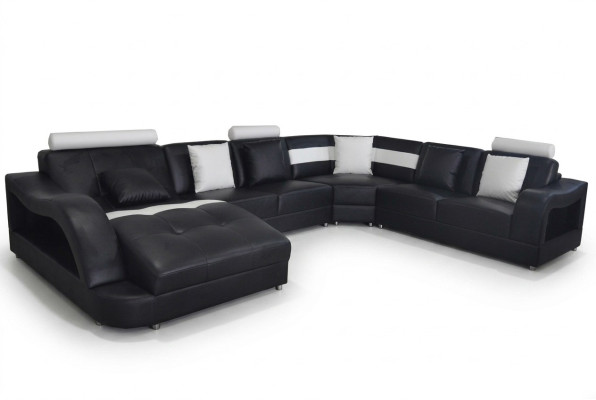 Skóra Sofa z USB Żywy krajobraz Narożnik Ustawić Design Nowoczesne sofy UForm Couches