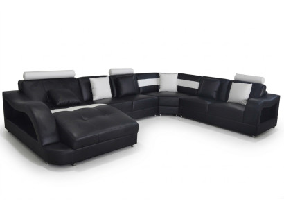 Skóra Sofa z USB Żywy krajobraz Narożnik Ustawić Design Nowoczesne sofy UForm Couches