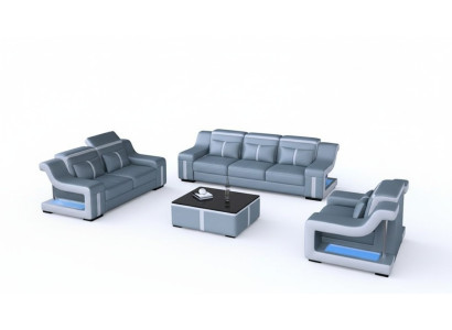 Designerski zestaw wypoczynkowy z zestawem USB zestaw do salonu 3+2+1 + stolik kawowy nowoczesny
