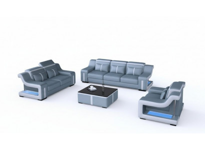 Designerski zestaw wypoczynkowy z zestawem USB zestaw do salonu 3+2+1 + stolik kawowy nowoczesny