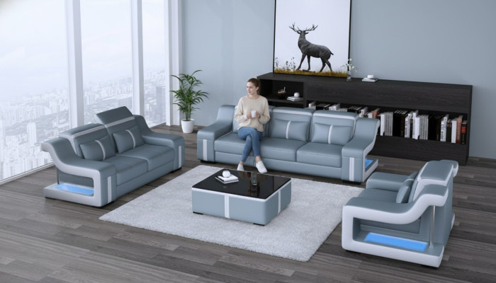 Sofa USB Kanapa Podkładka 3+2+1 Ustawić Skóra Sofy Zestaw Kanap Kombinacja Nowość