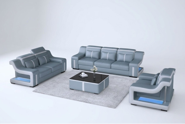 Salon tapicerowany komplet sofa skórzana kanapa Siedziba Podkładka Obcios 3+2+1