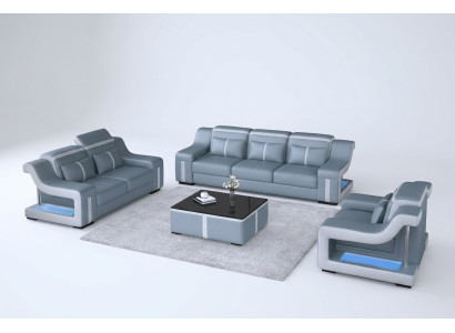 Salon tapicerowany komplet sofa skórzana kanapa Siedziba Podkładka Obcios 3+2+1