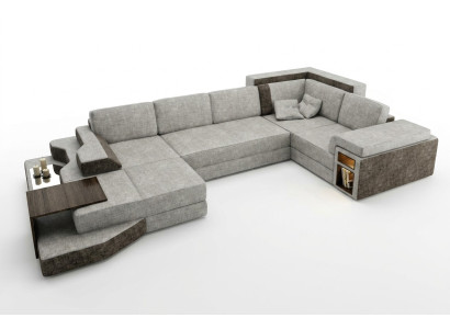 XXL Design Duża Sofa z USB Narożnikowa kanapa Kanapa Wohlandschaft U Form Skóra Włókienniczy Narożnik