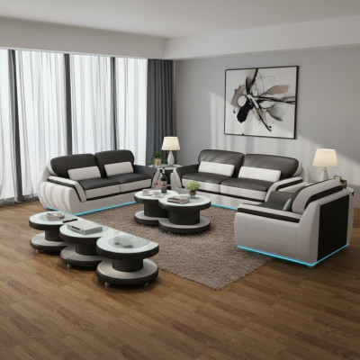 Sofa skórzana Kanapa Zestaw sofowy Nowa 3+2+1 miejsce do siedzenia Ustawić Design Nowoczesna Sofa + USB