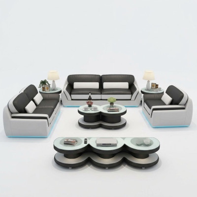 Sofa skórzana Kanapa Zestaw sofowy Nowa 3+2+1 miejsce do siedzenia Ustawić Design Nowoczesna Sofa + USB